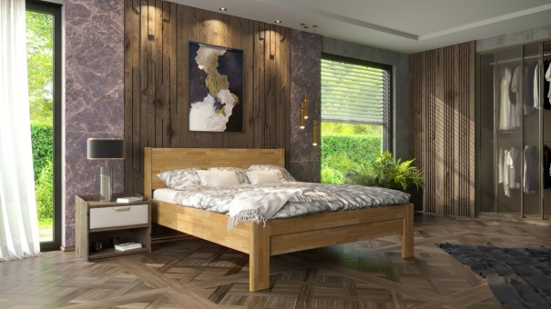 Masszív fa ágy teljes fejtámlával