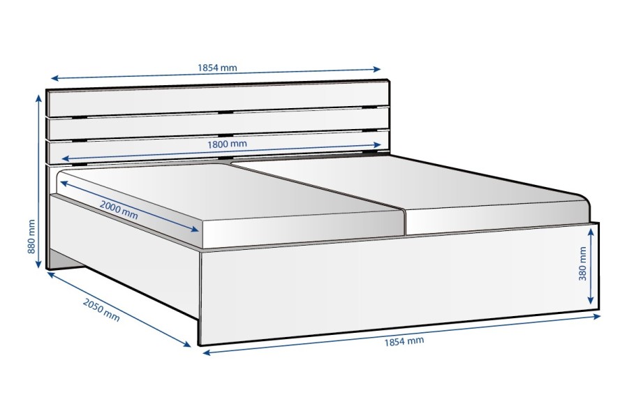 A 25 mm vastag erős laminált forgácslap biztosítja az ágy vázának stabilitását.