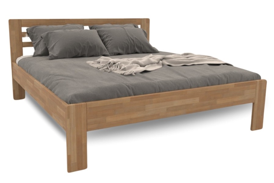 A masszív ágy elegáns fejtámlájának és a kétoldalas kényelmet biztosító matracnak a kombinációja, amely szilárd támaszt és higiénikus kivitelezést nyújt a egészséges alvásához.