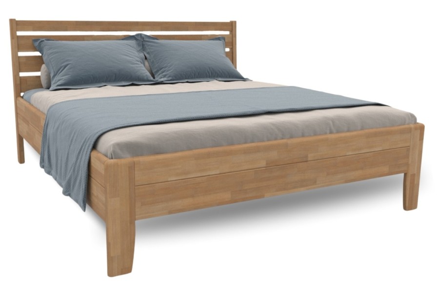 A természetes, fényes lakkozású Lugo ágy elegáns fejtámlával és stabil szerkezettel, kiegészítve az Air Massage Memory 4.0 matraccal, amely memóriahabja és négyféle keménységi szintje révén tökéletes relaxációt biztosít.