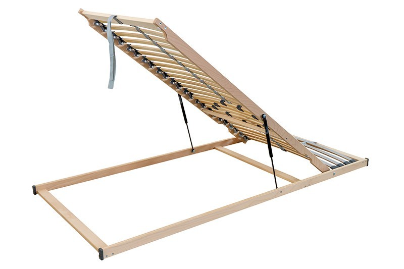 Dugattyús szerkezet segítségével felnyitható lábrésszel rendelkező ágyrács, amely hozzáférhetővé teszi Önnek az ágya teljes tárolóját.