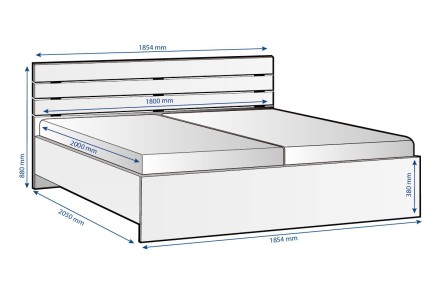 A 25 mm vastag erős laminált forgácslap biztosítja az ágy vázának stabilitását.