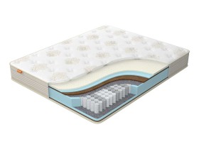 Matrac két különbözőkeménységű oldallal:  az egyik oldal (közepes keménységű) természetes, elasztikus latexet tartalmaz, amely kénylemesebbé teszi az ágyat.