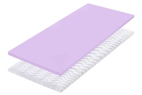 Luxusminőségű fedő matrac két réteg habbal – latex és hibrid habbal, amelyek csupa pozitív tulajdonsággal rendelkeznek.